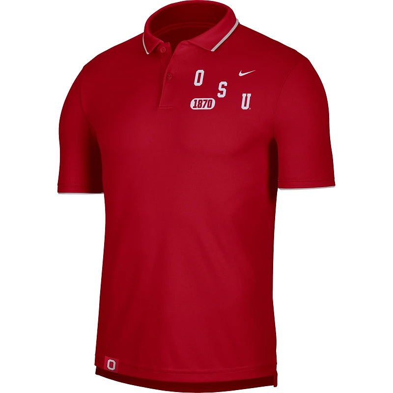 Polo performance Nike Scarlet Ohio State Buckeyes Wordmark pour Homme