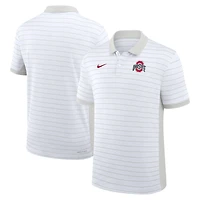 Polo Nike blanc Dri-FIT pour homme, coupe début de saison 2025, Ohio State Buckeyes, avec rayures Victory Sideline