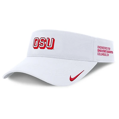 Men's Nike White Ohio State Buckeyes 2025 On-Field Gameday Performance Ace Adjustable Visor