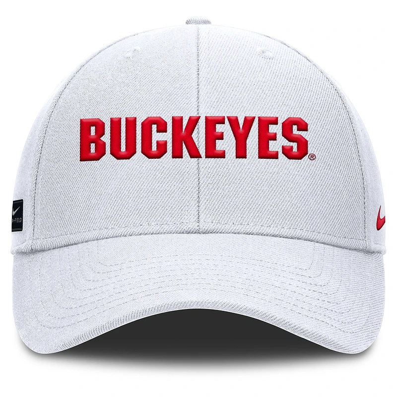 Men's Nike White Ohio State Buckeyes 2025 On-Field Rise Performance Adjustable Hat
