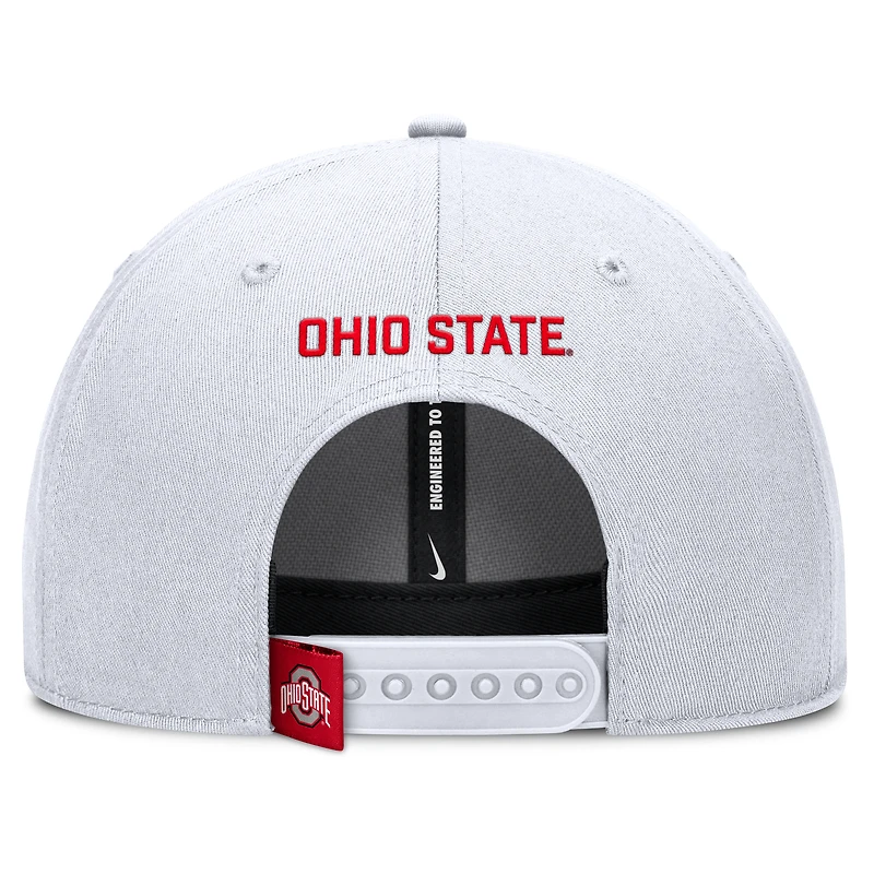 Men's Nike White Ohio State Buckeyes 2025 On-Field Rise Performance Adjustable Hat