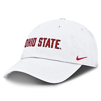 Casquette ajustable Nike blanche Ohio State Buckeyes Core Club Mascot Wordmark pour homme