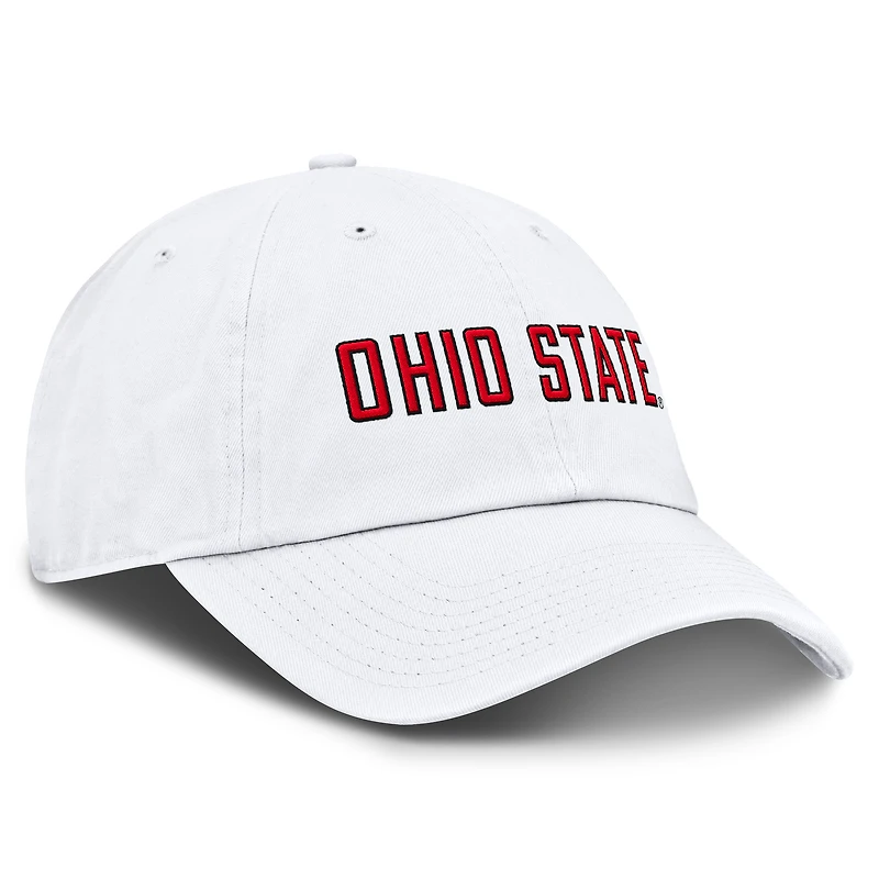 Casquette ajustable Nike blanche Ohio State Buckeyes Core Club Mascot Wordmark pour homme