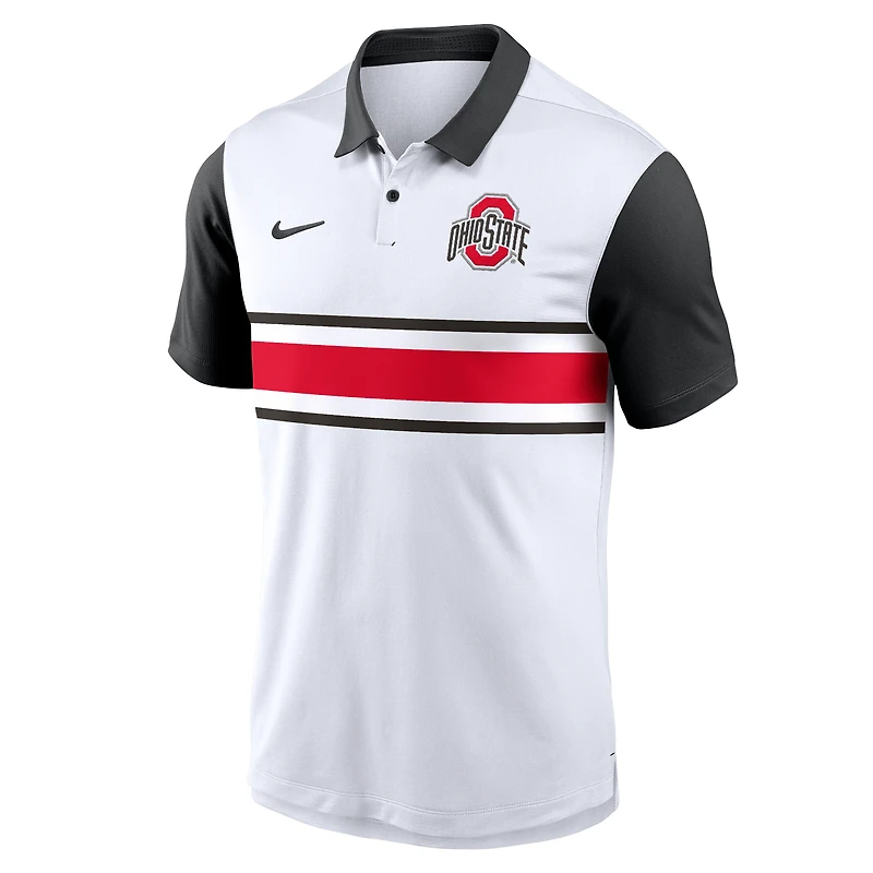 Men's Nike White Ohio State Buckeyes Primetime Campus Vapor Performance Polo