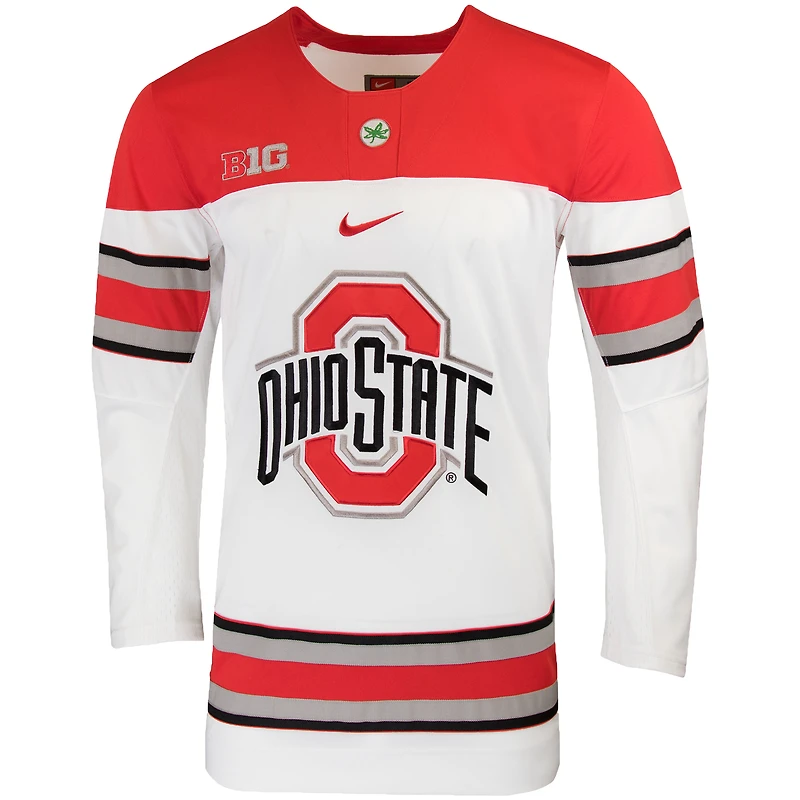 Maillot de hockey universitaire réplique Nike blanc Ohio State Buckeyes pour homme
