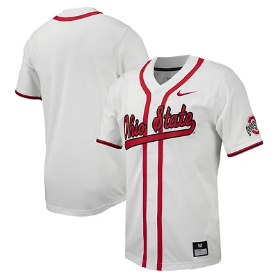Maillot de baseball réplique à bouton intégral Nike Ohio State Buckeyes pour homme blanc