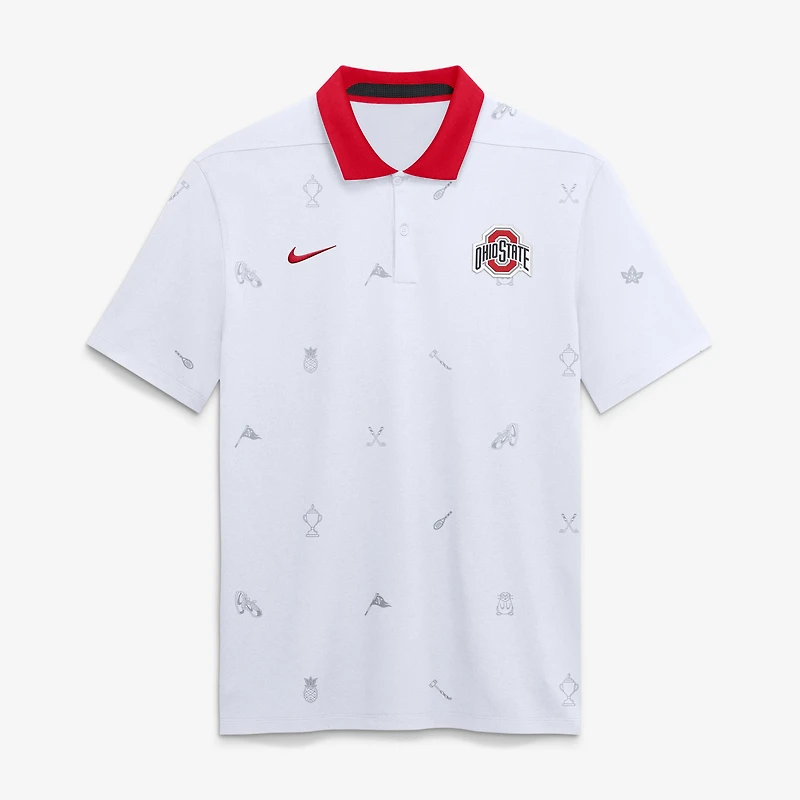 Men's Nike White Ohio State Buckeyes Vapor Pattern Dri-FIT Polo