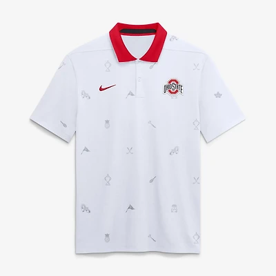 Men's Nike White Ohio State Buckeyes Vapor Pattern Dri-FIT Polo