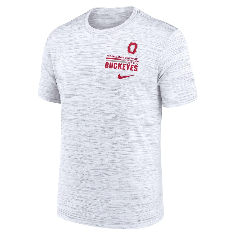 Men's Nike White Ohio State Buckeyes Velocity Stacked Dri-FIT T-Shirt