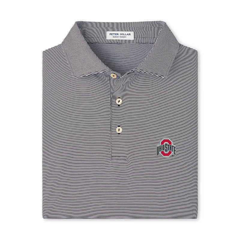 Polo Peter Millar pour homme, noir, à rayures jubilé, Ohio State Buckeyes.