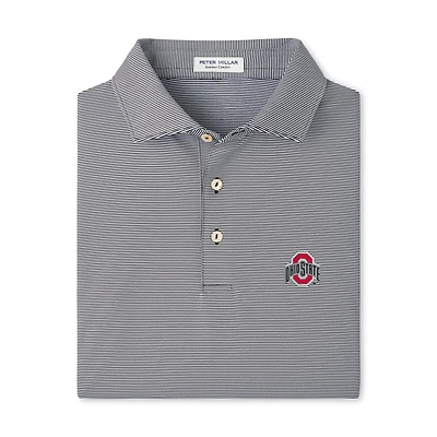Polo Peter Millar pour homme, noir, à rayures jubilé, Ohio State Buckeyes.