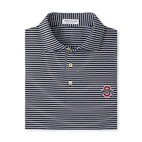 Men's Peter Millar Black Ohio State Buckeyes Tiebreaker Performance Jersey Stripe Polo
