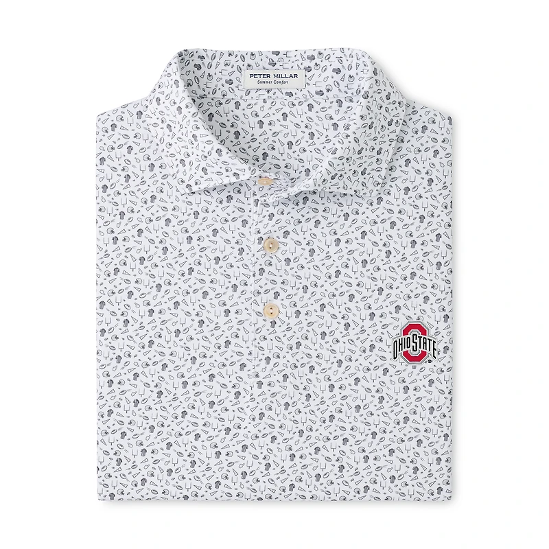 Men's Peter Millar  Gray Ohio State Buckeyes Kick Off Performance Polo