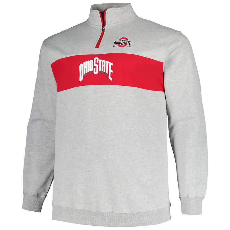 Veste en polaire à quart de zip pour hommes Profile Heather Grey Ohio State Buckeyes Big & Tall
