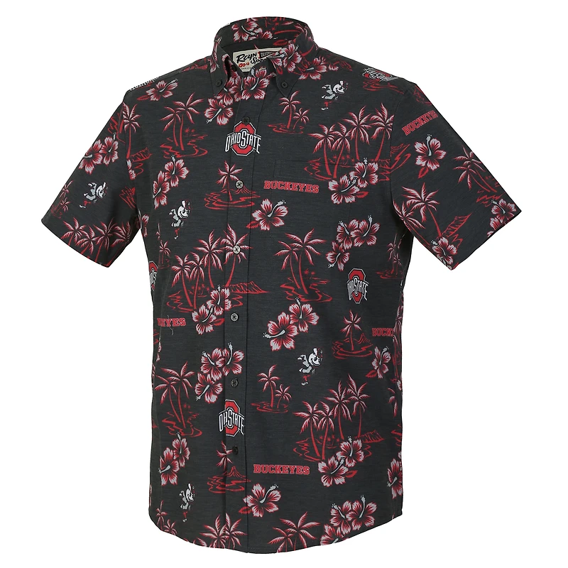 Men's Reyn Spooner Black Ohio State Buckeyes Kekai Classic Tri-Blend Button-Down Shirt