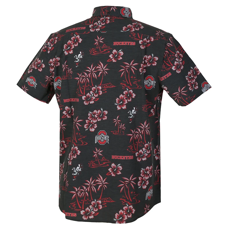 Men's Reyn Spooner Black Ohio State Buckeyes Kekai Classic Tri-Blend Button-Down Shirt