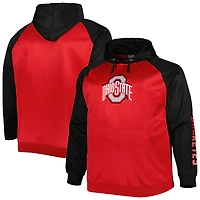 Sweat à capuche en polaire raglan Scarlet Ohio State Buckeyes Big & Tall pour homme