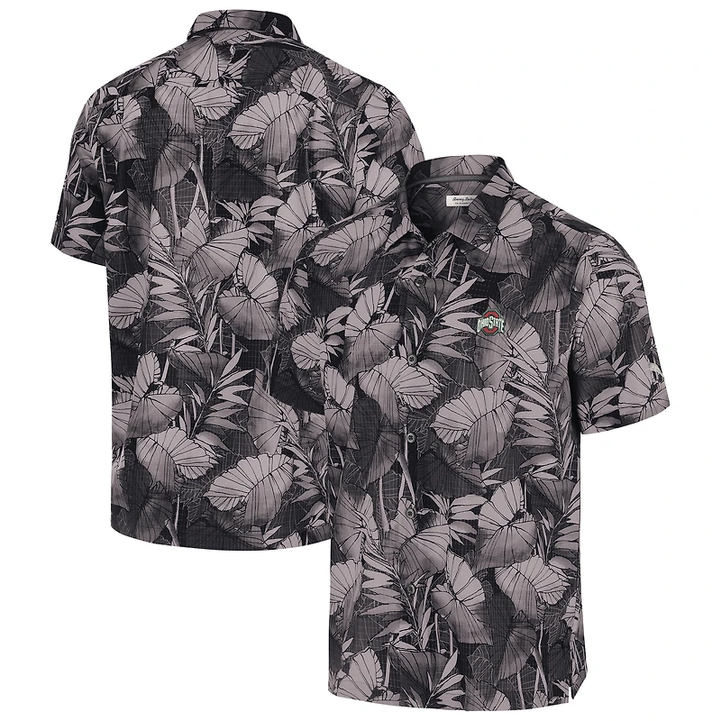 Chemise boutonnée Tommy Bahama Scarlet Ohio State Buckeyes pour homme, grande taille, Coast Nuevo Fronds IslandZone