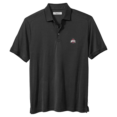 Men's Tommy Bahama Black Ohio State Buckeyes IslandZone Bay Stripe Polo
