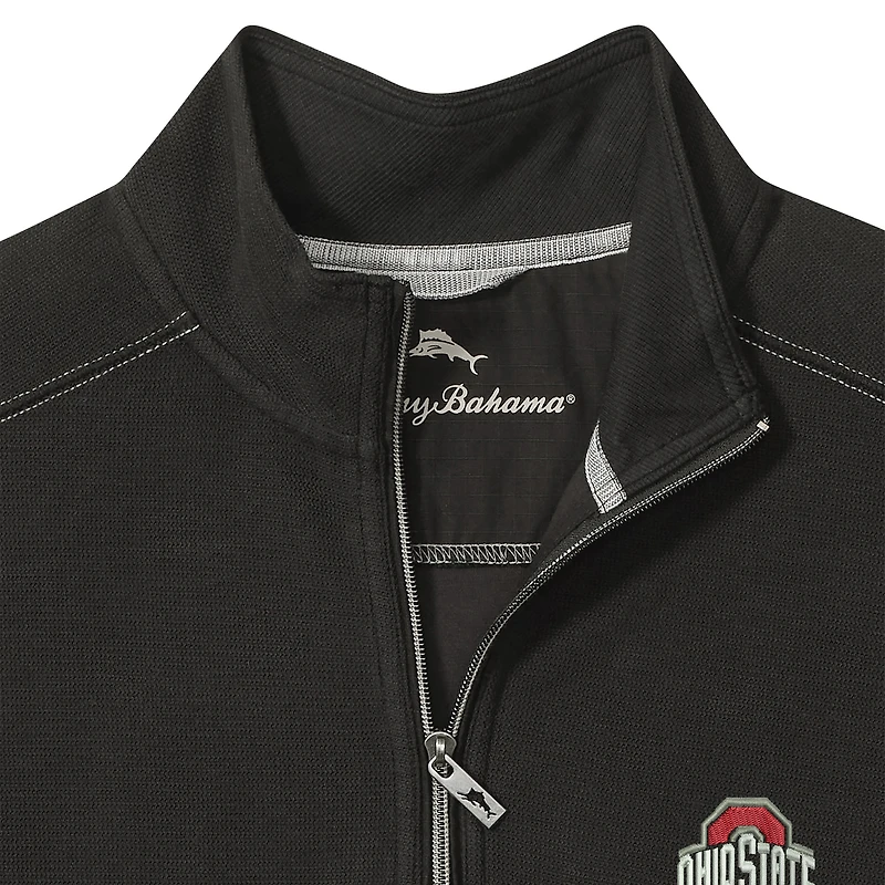 Men's Tommy Bahama Black Ohio State Buckeyes Montego Bay Half-Zip Jacket