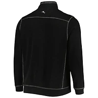Men's Tommy Bahama Black Ohio State Buckeyes Sport Tobago Bay Tri-Blend Mock Neck Half-Zip Jacket