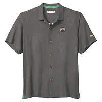 Men's Tommy Bahama Gray Ohio State Buckeyes Catch of the Day Camp IslandZone Button-Up Shirt