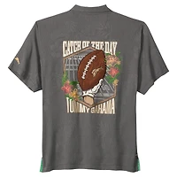 Men's Tommy Bahama Gray Ohio State Buckeyes Catch of the Day Camp IslandZone Button-Up Shirt