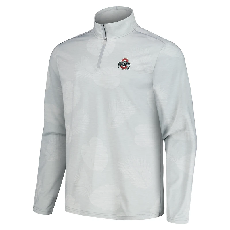 Men's Tommy Bahama Gray Ohio State Buckeyes Delray Frond IslandZone Half-Zip Jacket