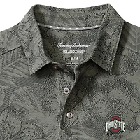 Men's Tommy Bahama Gray Ohio State Buckeyes Palm Fresco Hibiscus IslandZone® Polo