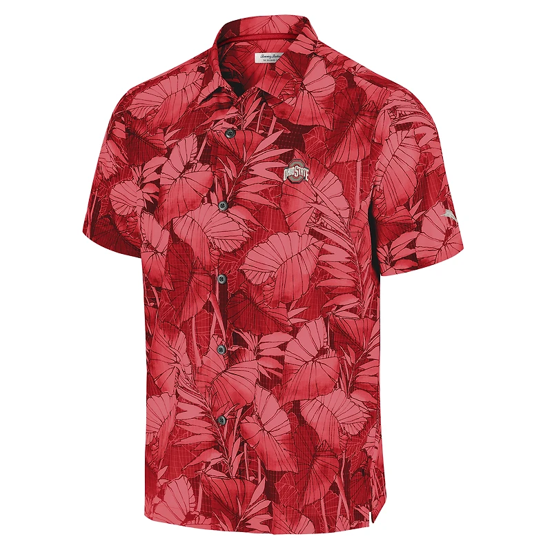 Men's Tommy Bahama Scarlet Ohio State Buckeyes Big & Tall Coast Nuevo Fronds IslandZone Button-Up Shirt