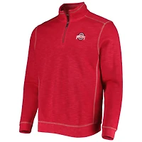 Men's Tommy Bahama Scarlet Ohio State Buckeyes Big & Tall Tobago Bay Tri-Blend Quarter-Zip Sweatshirt