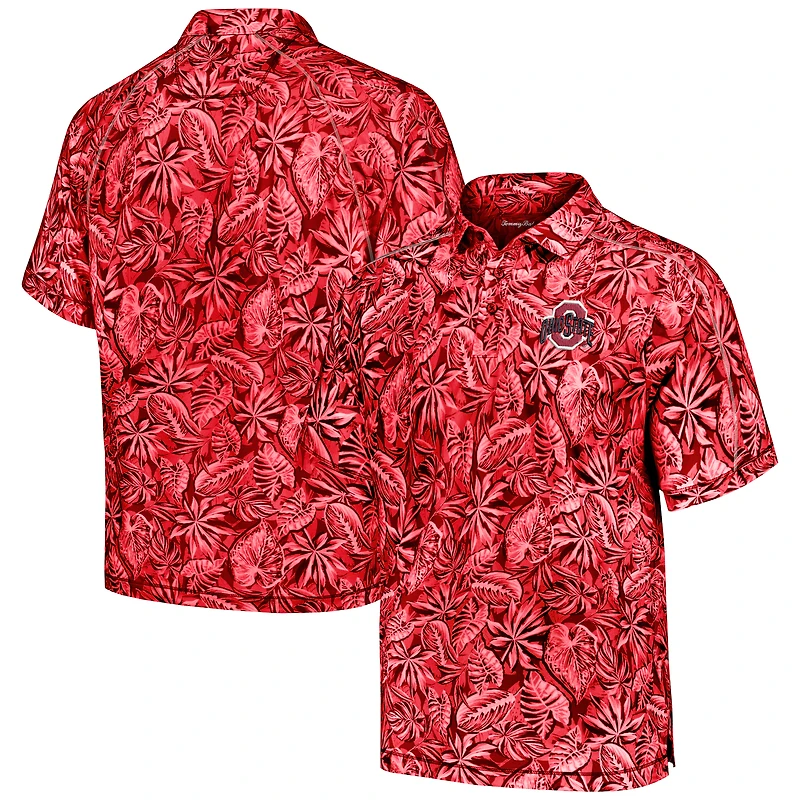 Men's Tommy Bahama Scarlet Ohio State Buckeyes Tropical Score IslandZone Polo