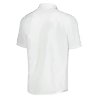 Men's Tommy Bahama White Ohio State Buckeyes Coconut Point Palm Vista IslandZone Camp Button-Up Shirt