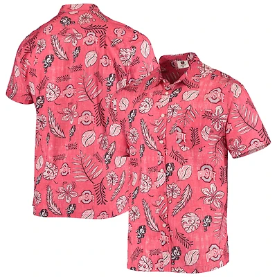 Men's Wes & Willy Scarlet Ohio State Buckeyes Vintage Floral Button-Up Shirt