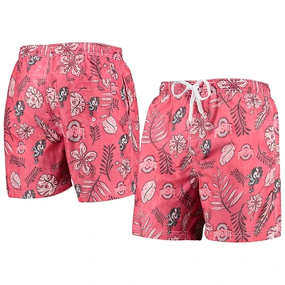 Wes & Willy Scarlet Ohio State Buckeyes Maillot de bain à fleurs vintage pour homme