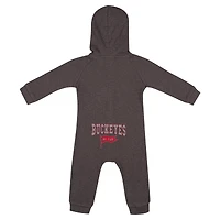 Newborn & Infant Colosseum Charcoal Ohio State Buckeyes Zando-Zan Waffle Full-Snap Hooded Romper