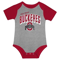 Ensemble body, bavoir et bonnet à revers pour nouveau-né bébé Ohio State Buckeyes Dynamic Duo