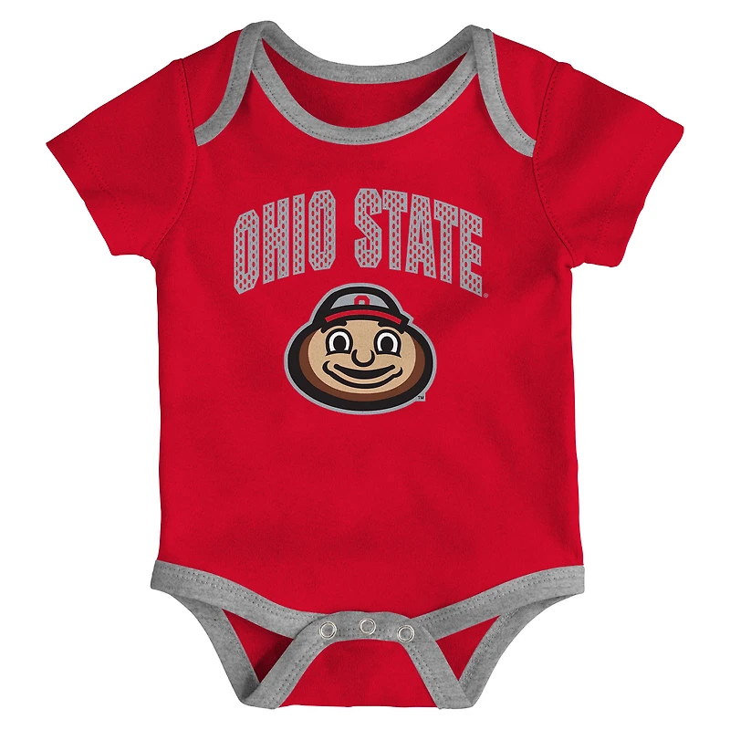 Newborn & Infant Outerstuff Ohio State Buckeyes Three-Pack All Day Play Bodysuit Set