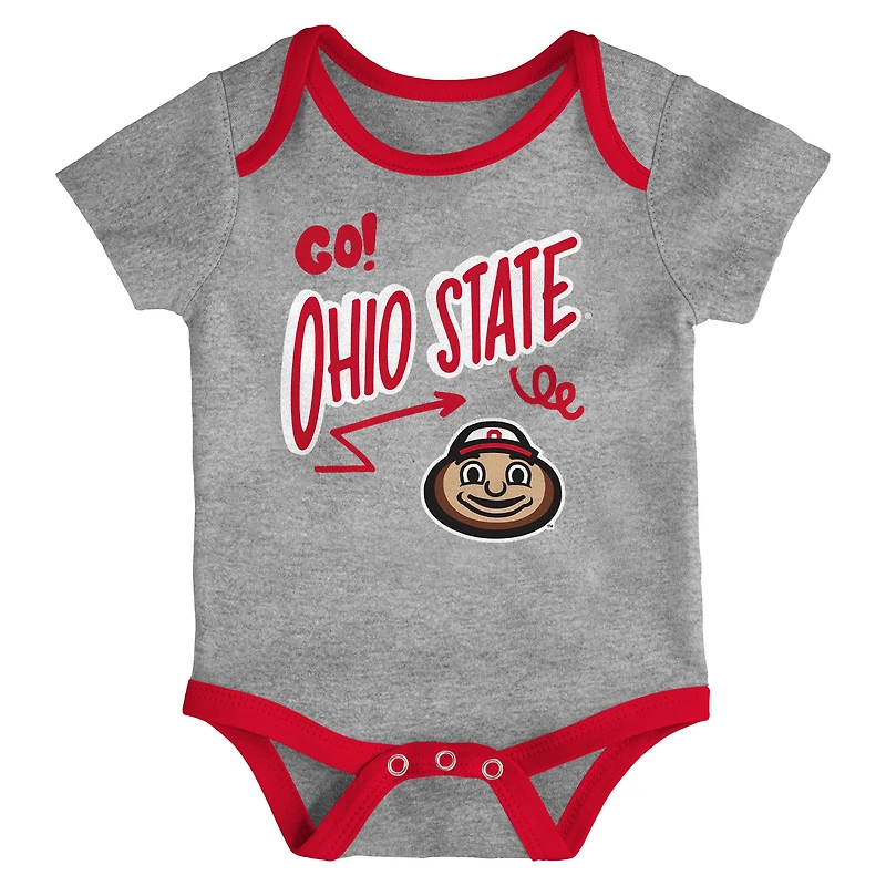 Newborn & Infant Outerstuff Ohio State Buckeyes Three-Pack All Day Play Bodysuit Set