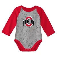 Ensemble de deux bodys à manches longues pour nouveau-nés et nourrissons écarlate/gris chiné Ohio State Buckeyes Born To Win