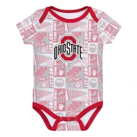 Newborn Scarlet Ohio State Buckeyes Sunday Comics 3-Pack Bodysuit Set