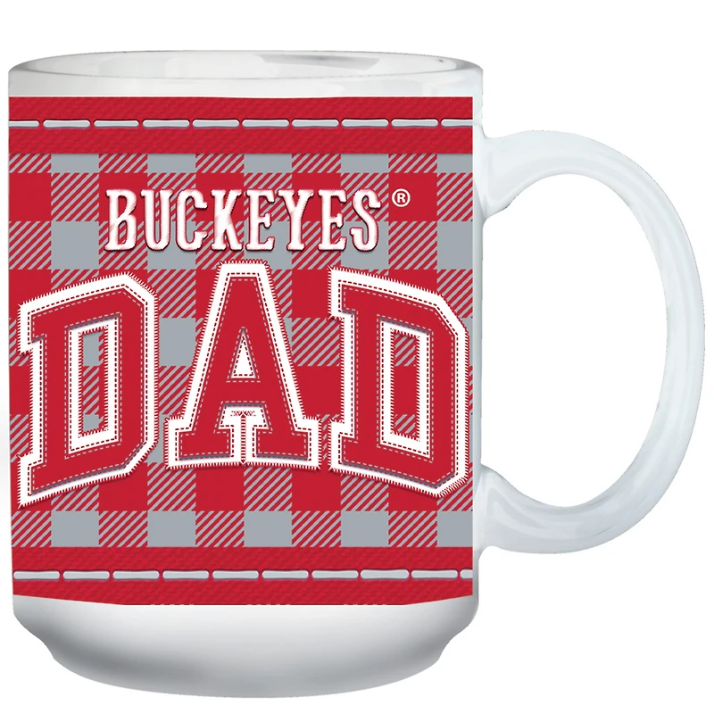 Buckeyes de l'État de l'Ohio 15 oz. Tasse de fête des pères à carreaux Buffalo