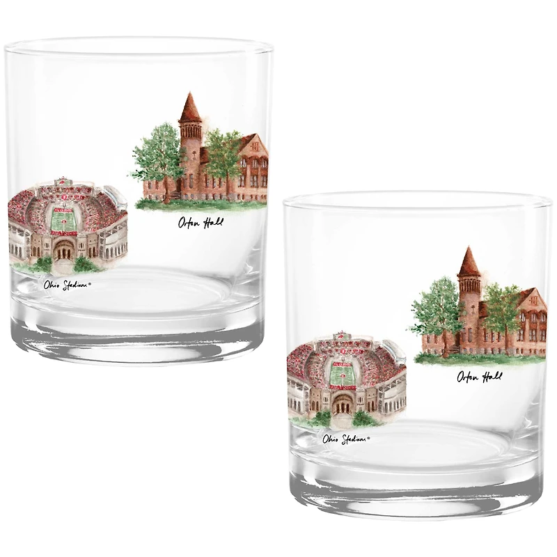 Ohio State Buckeyes 16oz. Laura Wilcox University Hall Two-Piece Rocks Glass Set