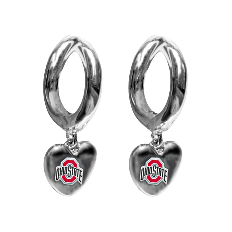 Ohio State Buckeyes Hibiscus Hoop Earrings