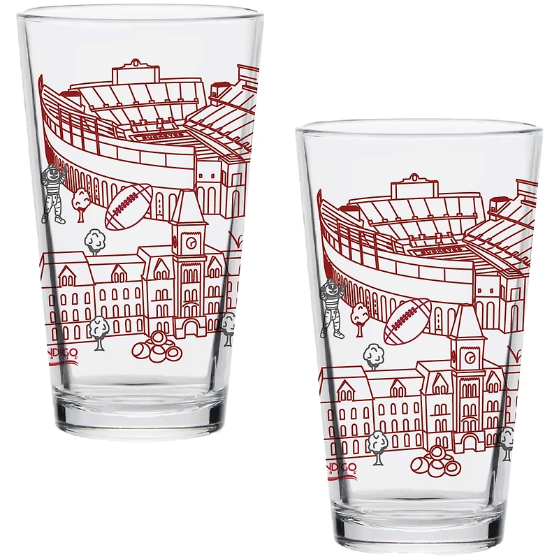 Ohio State Buckeyes Two-Pack 16oz. Campus Line Art Pint Glass Set