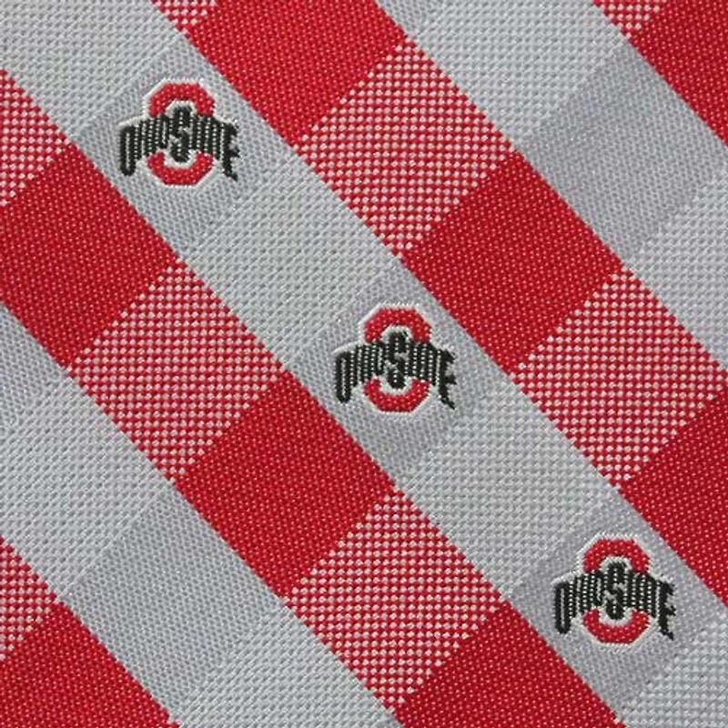 Cravate tissée à carreaux Ohio State Buckeyes - Écarlate/Gris