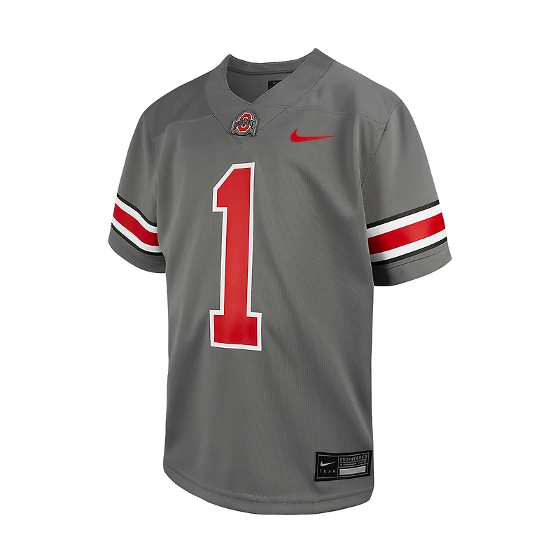 Maillot de football alternatif intouchable Nike #1 Steel Ohio State Buckeyes pour enfants d'âge préscolaire