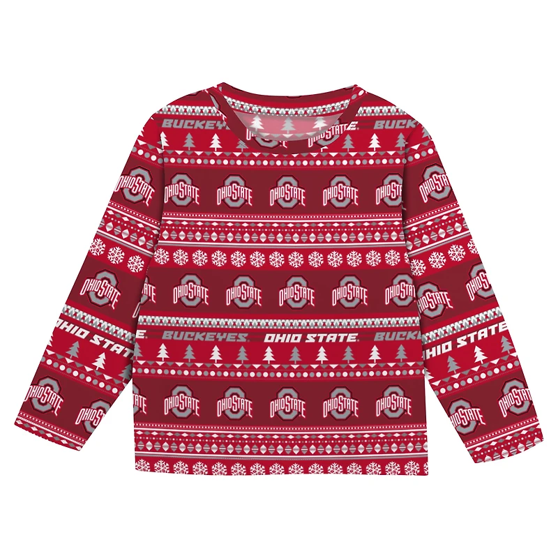 Preschool Outerstuff  Scarlet Ohio State Buckeyes Ugly Sweater Pajama Set