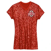 Robe à paillettes et col en V pour enfants d'âge préscolaire Scarlet Ohio State Buckeyes