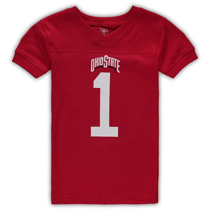 Preschool Wes & Willy Scarlet Ohio State Buckeyes Football V-Neck T-Shirt and Pants Sleep Set
